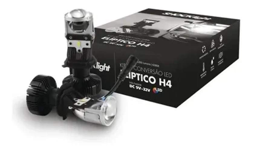 Lâmpada De Led H4 Mini Projetor Canhão Eliptico Shocklight