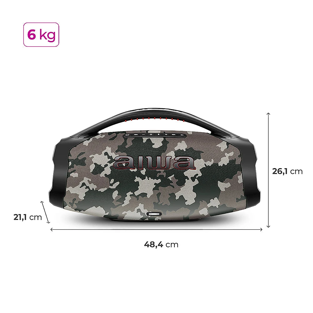 Caixa de Som Boombox Plus AIWA BBS-01-BG 200W BT 30H IP66 USB Cinza BOOMBOX AWS-BBS-01-BG BIVOLT