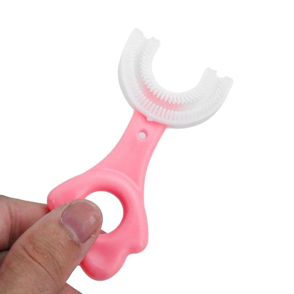 Escova de Dentes Infantil Silicone Formato U 360 Graus 2 a 6 Anos Azul