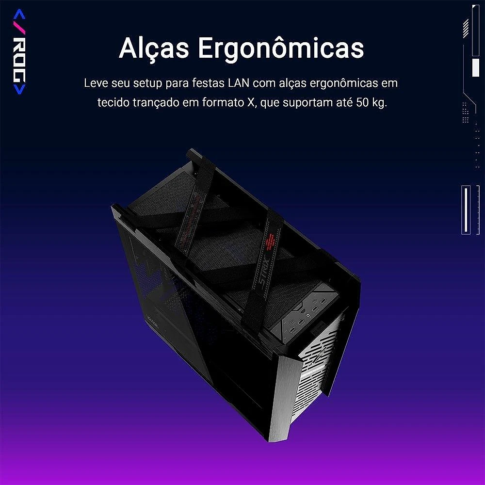 Gabinete Gamer ASUS ROG STRIX HELIOS II GX601S, Mid Tower, E-ATX, Lateral em vidro, Preto - 90DC00WO-B30000