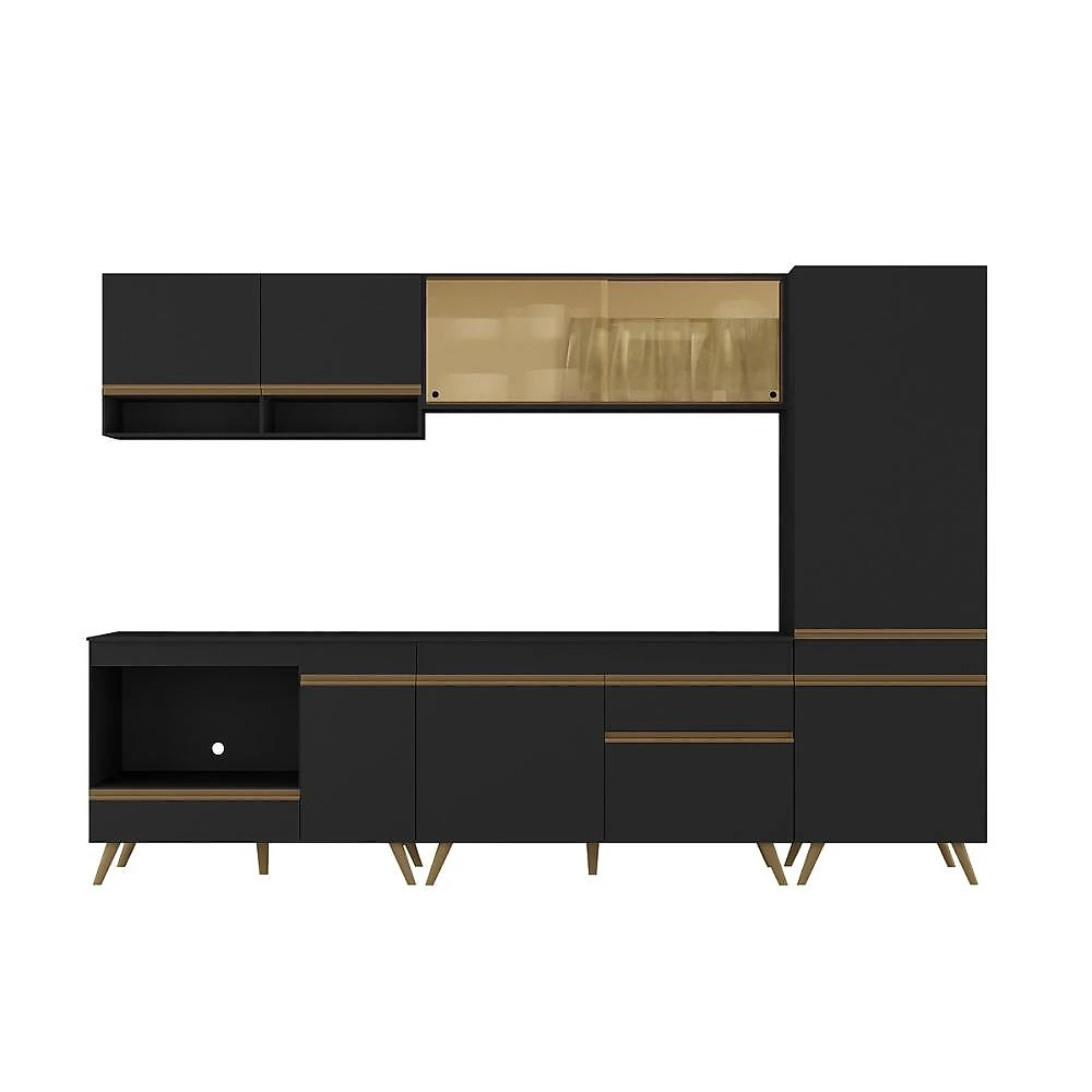 Cozinha Compacta Jogo de Panela Brinde FL2267P Multimóveis Preto/Dourado