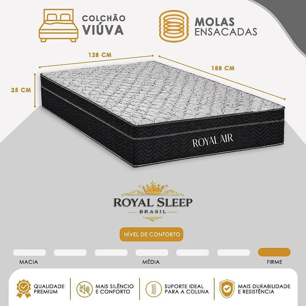 Cama Box com Colchão Casal Royal Air Pillow Top Molas Ensacadas Suede Bege Royal