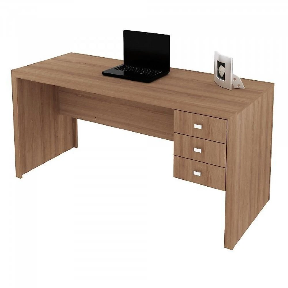 Kit 2 Peças com Escrivaninha 3 Gavetas e Armário Baixo  2 Portas Conjunto Home Office 2 Peças Escrivaninha 3 Gavetas e Balcão 2 Portas Espresso Móveis Amendoa