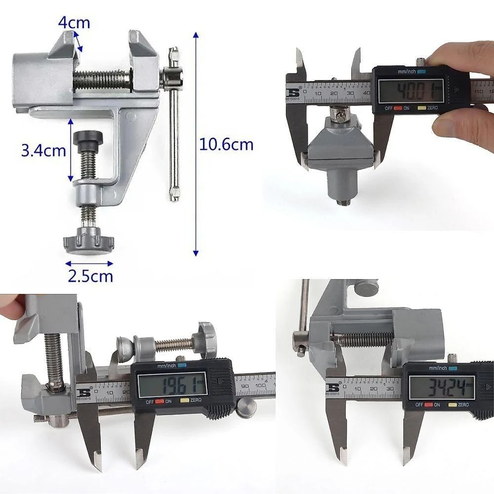 Morsa Bracadeira Torno Mini Bancada 35mm Base Fixa Ajustavel Portatil Compacto Aco Carbono Ferramenta Carpintaria