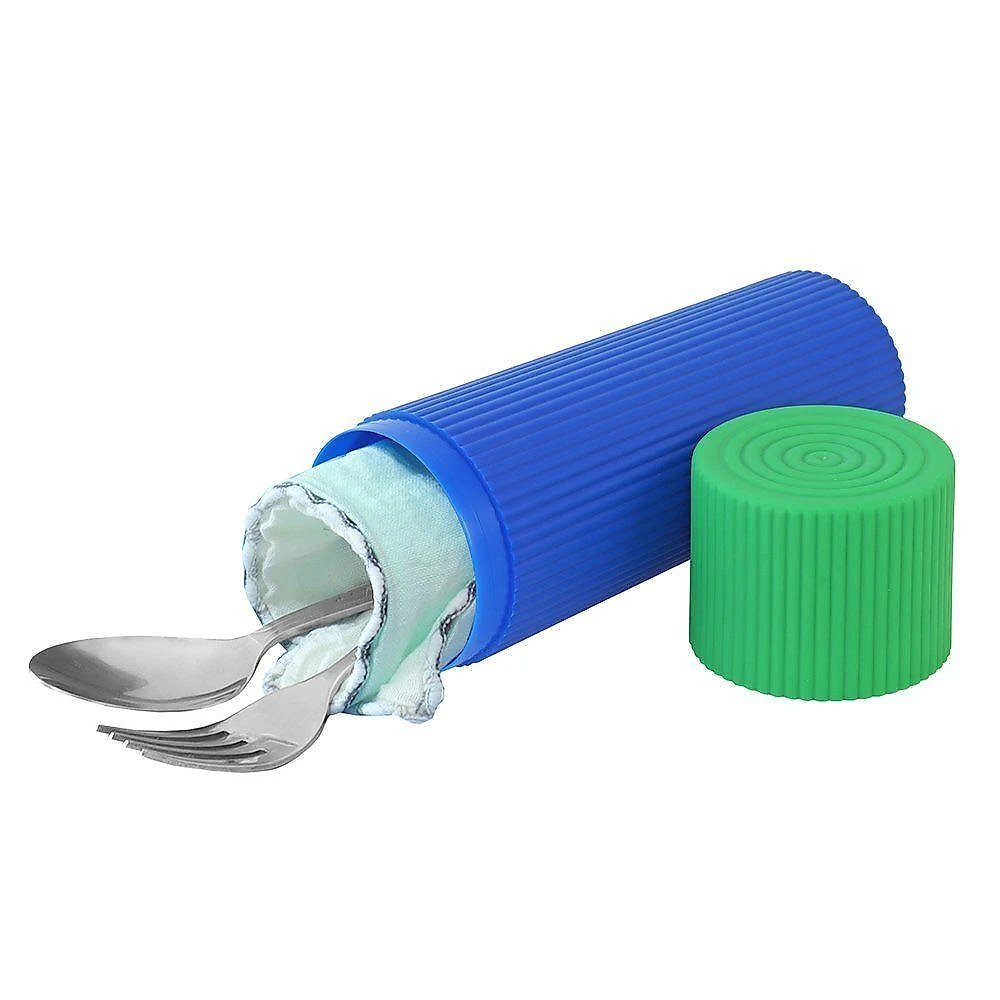 Lancheira Térmica E Pote P/ Lanche 450 Com Garrafa 550ml E Porta Acessórios Multiuso Azul