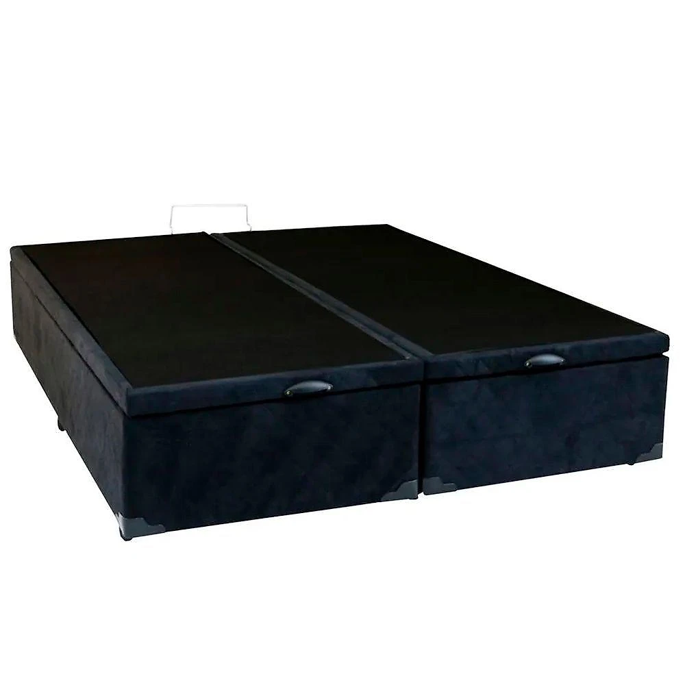 Cama Box Baú Queen Bipartido Suede Mega Cama Preto 158x198x45cm