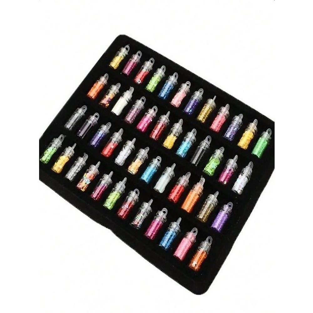 Kit de Decorações para Unhas com 48 Potinhos Glitter Lantejoulas Strass e Contas Caviar OEM