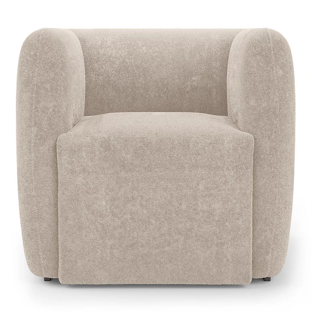 Poltrona Decorativa Living Maya para Sala Bouclé Suede com Espuma D26 Confortável Bege Abmaza