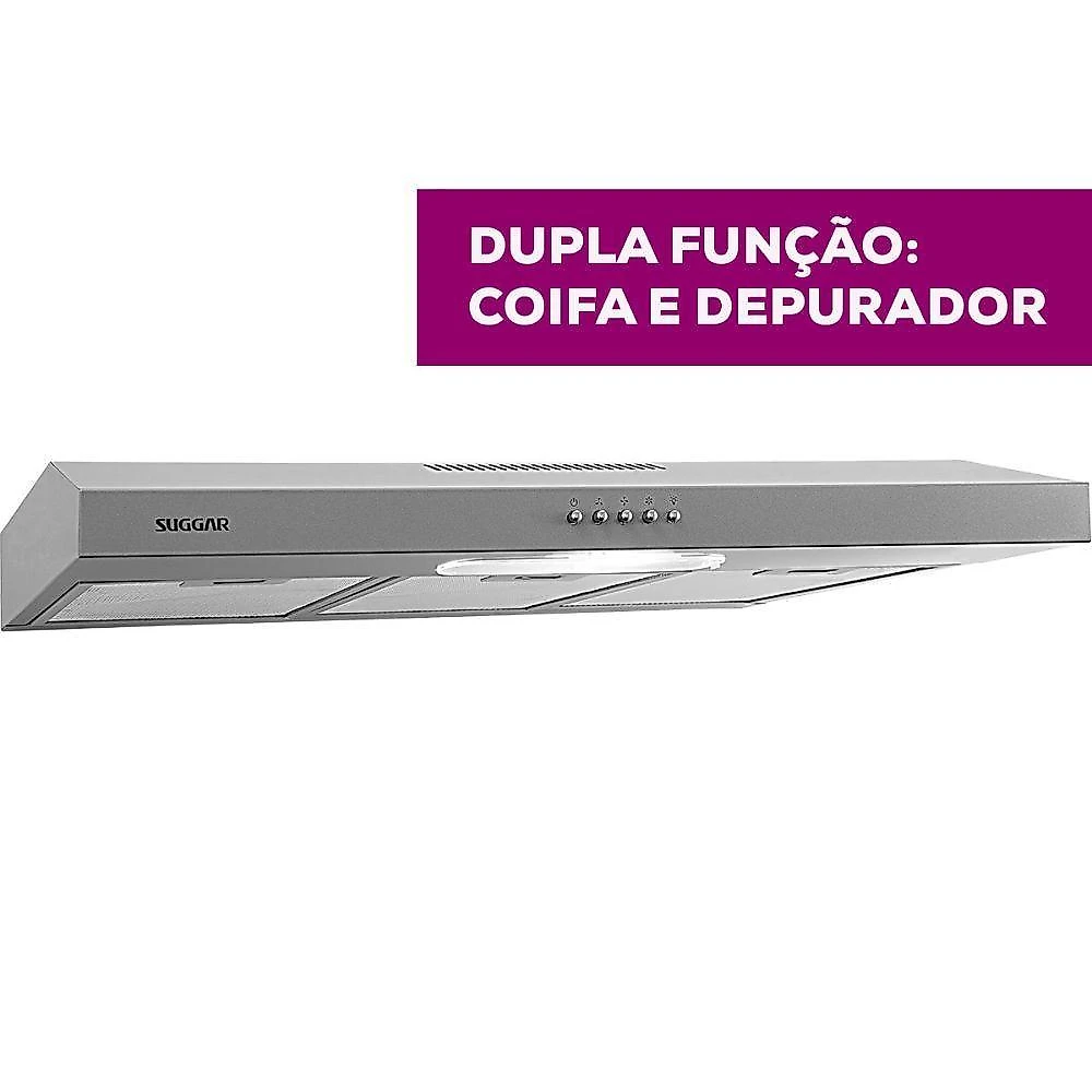 Depurador Slim Suggar DPS182PR 80cm 3 Velocidades Prata 220V