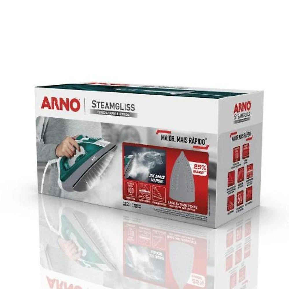 Ferro de Passar a Vapor Arno Steamgliss 1200W Base Antiaderente Azul 110V