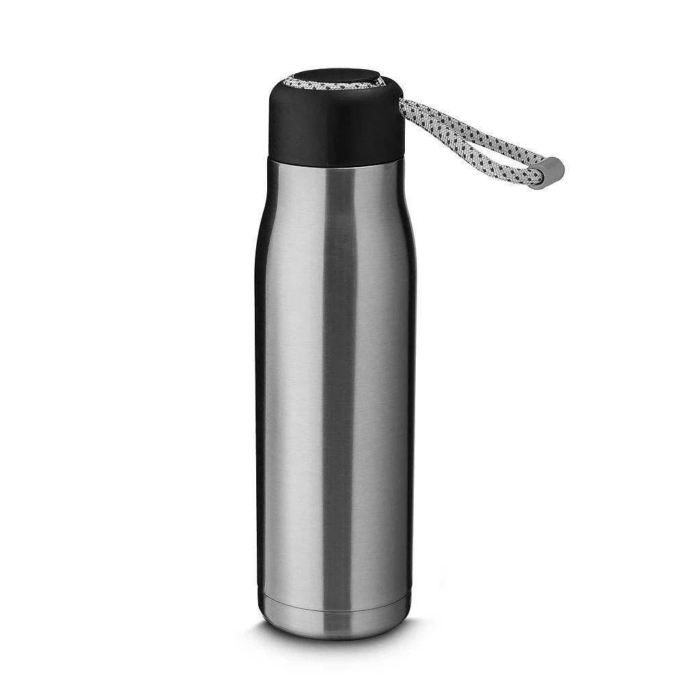 Garrafa Térmica com Parede Dupla Aço Inoxidável Alça Prata para Bebidas 550ML