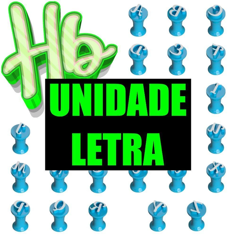 Carimbo Alfabeto Mod2 Plástico PLA 2CM Unidade HB Formas e Cortadores