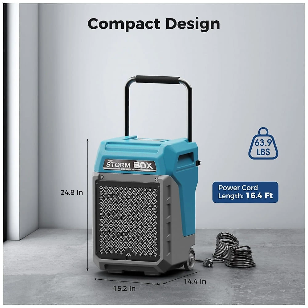 Desumidificador comercial ALORAIR Storm 80X com bomba e mangueira de dreno, 170 pints/dia, até 195 m², azul, 607W, 115V