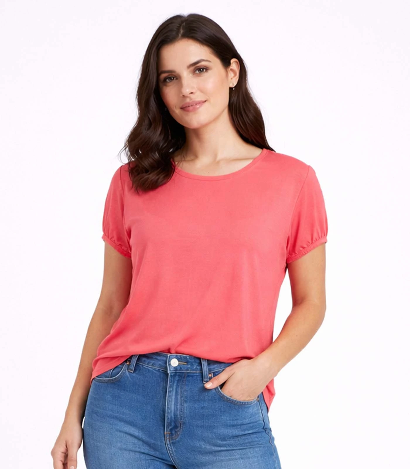 Blusa Feminina Elástico Nas Mangas Infinita Cor Rosa