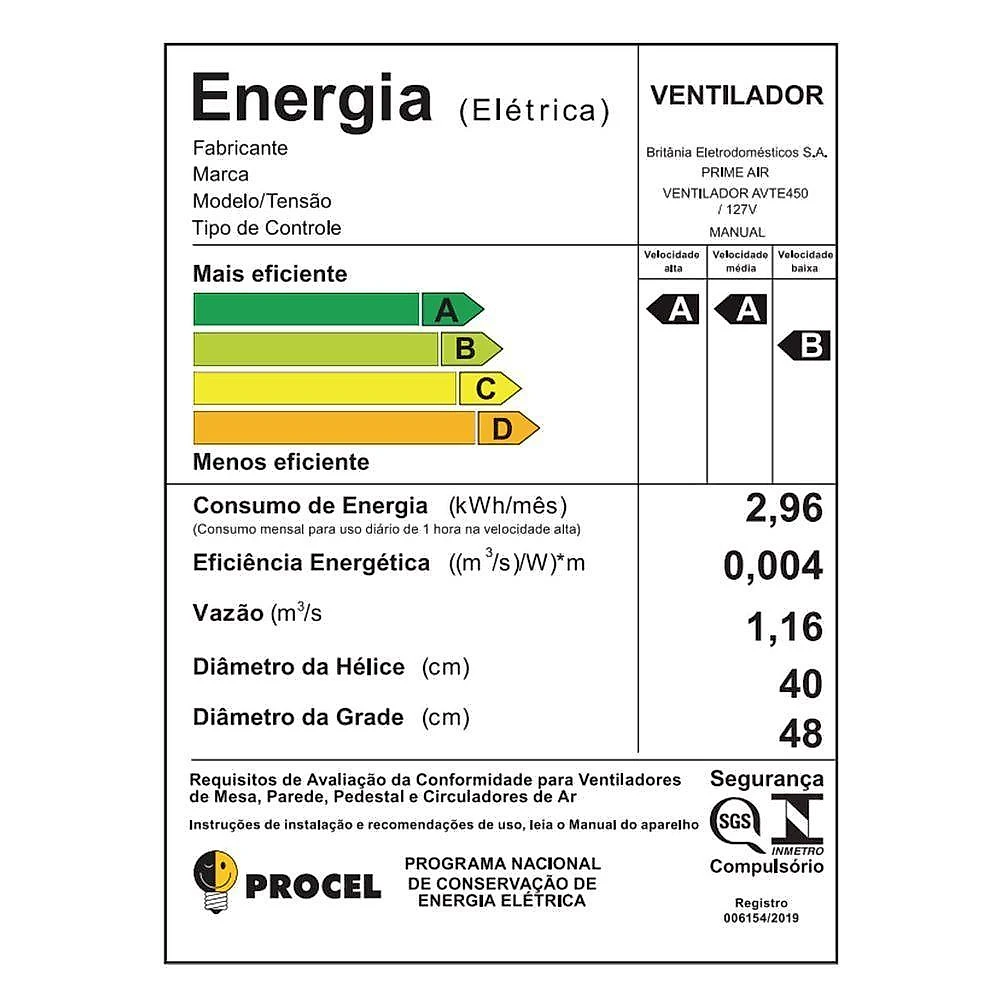 Ventilador de coluna prime air maxx force 6 160w avte450 220v