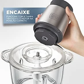 Miniprocessador de Alimentos Black Decker MP300G Antiaderente em Inox, Modo de 2 ou 4 Lâminas com 2 Velocidades - 300W 110V