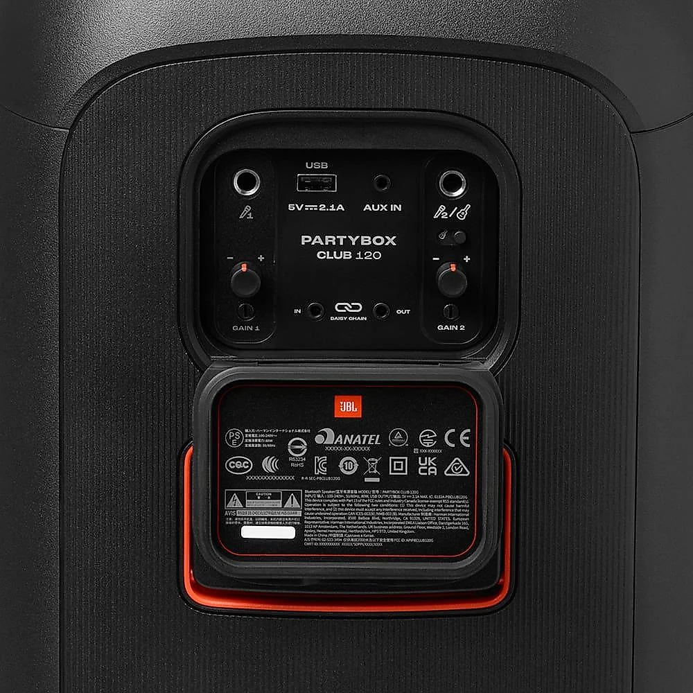 Caixa de som jbl partybox 120 com 160w rms, bluetooth 5.4, alça dobrável e resistência a Água ipx4 – preto
