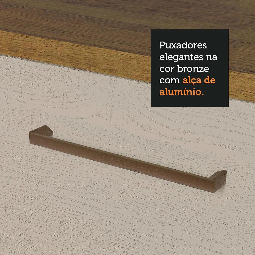 Armário Aéreo Multiuso 120cm 2 Portas Rustic/Crema Agata Madesa Rustic/Crema