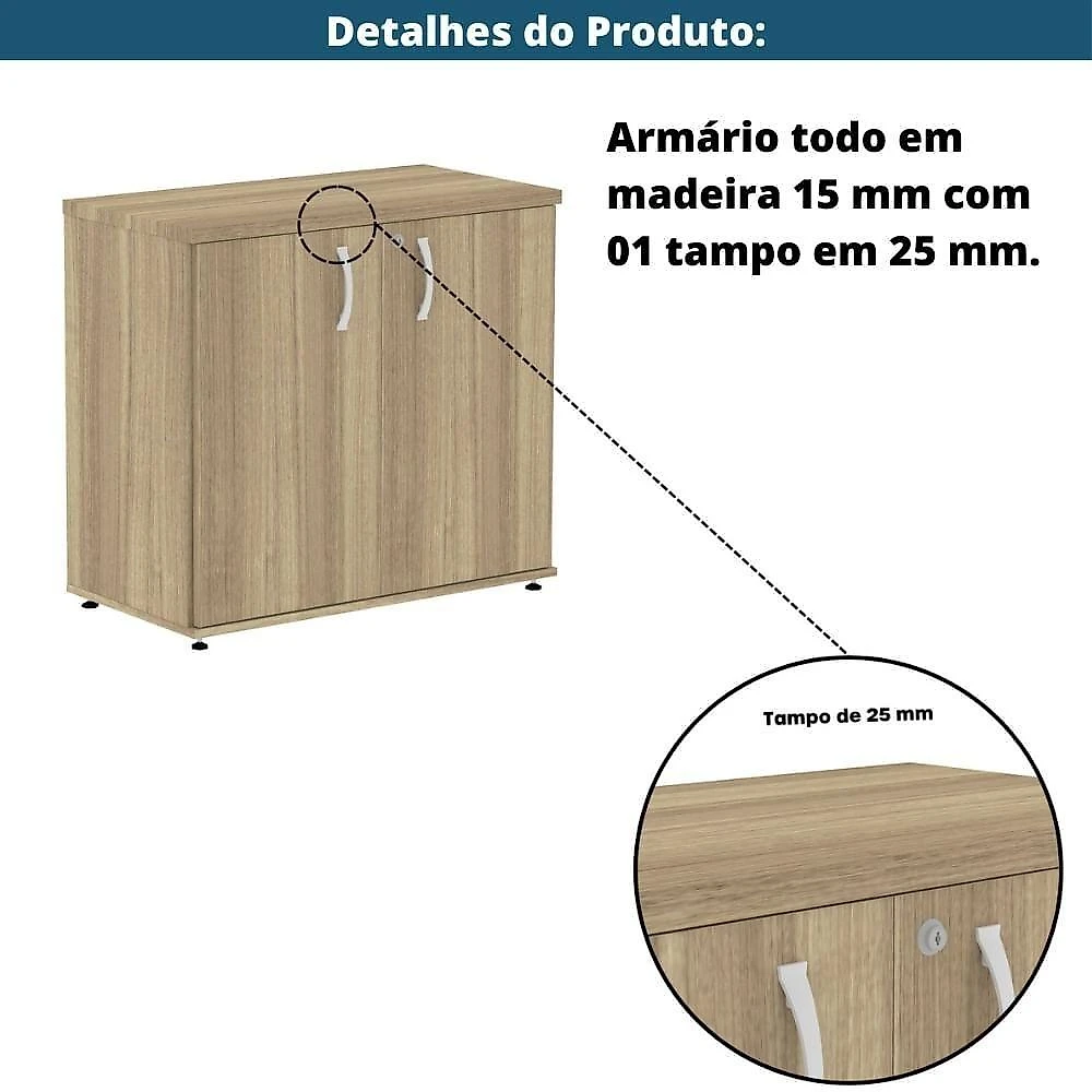 Armário Baixo P25 Pandin 80 Cm (largura) Em Mdp Cor Noce Naturalle Com 2 Portas E Prateleira