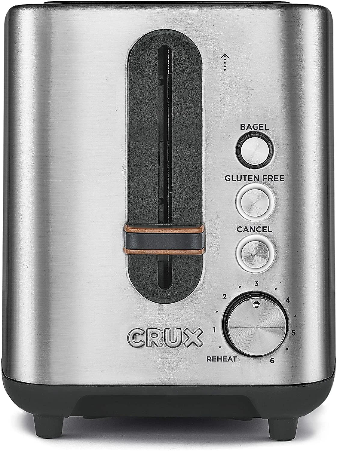 CRUX Torradeira 2 Fatias com 6 Níveis de Tostagem e Função Ba gel Aço Inoxidável 110V