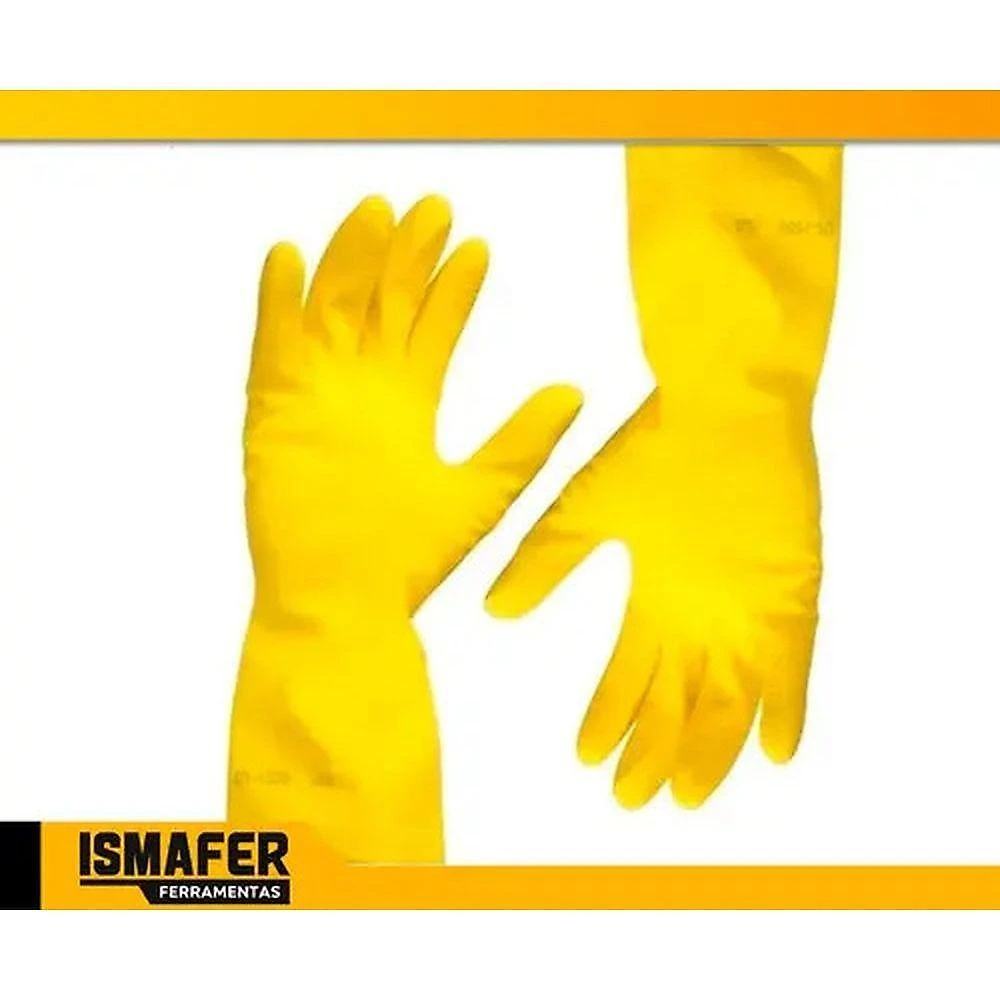 Luva de Látex LV-LAF-9 para Serviços Gerais Antiderrapante Amarelo Imbat