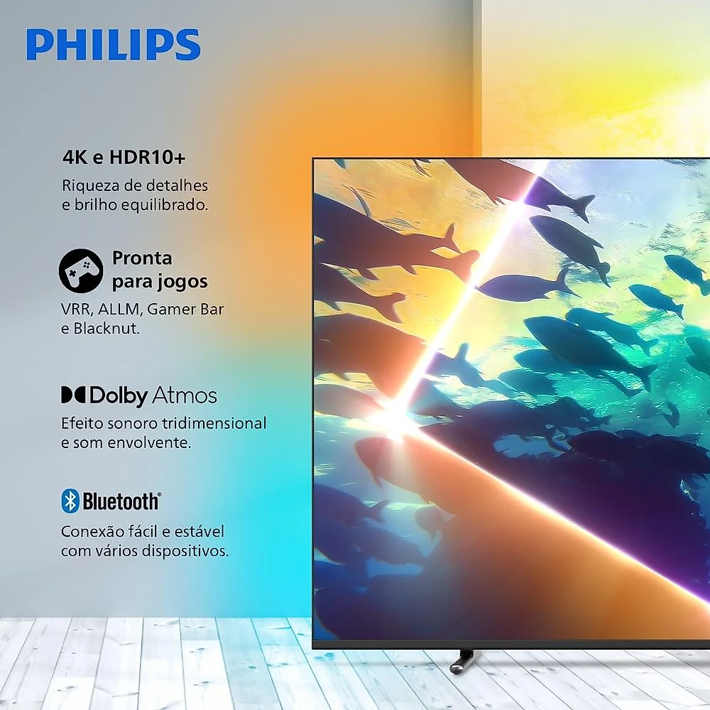 Smart TV Philips 50 Polegadas 4K UHD com Ambilight - PUG8100/78