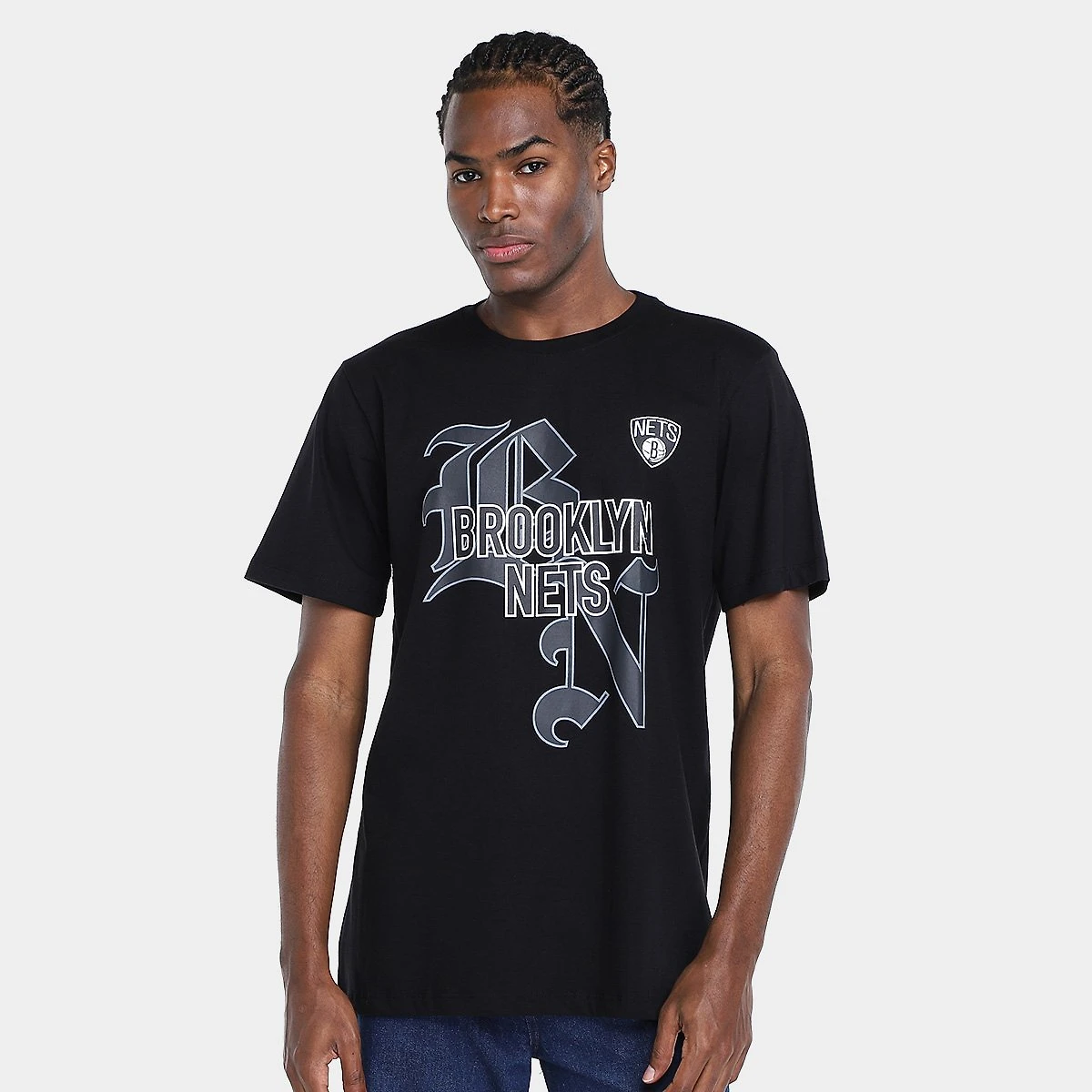 Miniatura Camiseta NBA Brooklyn Nets Initials Masculina Preto - G