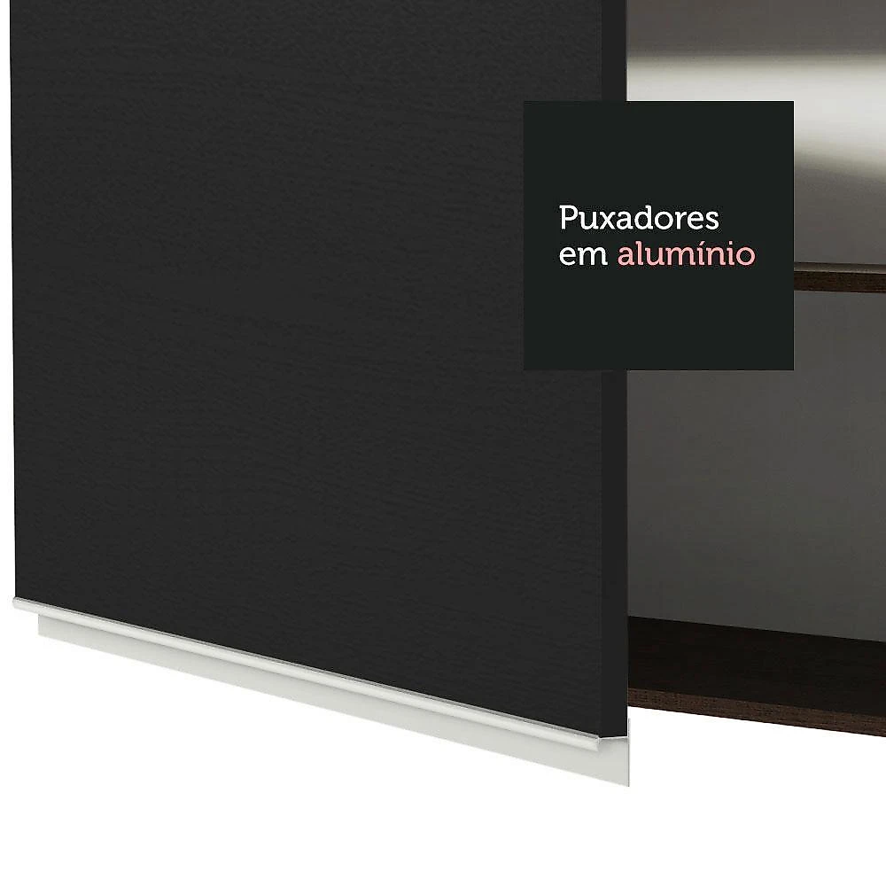 Armário de cozinha aéreo 35 cm 1 porta rustic/preto glamy madesa