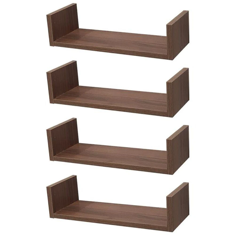 Prateleira Kit 4 U 40x20CM MDP Suporte Invisível Moderno Sala Marrom Mercado das Prateleiras