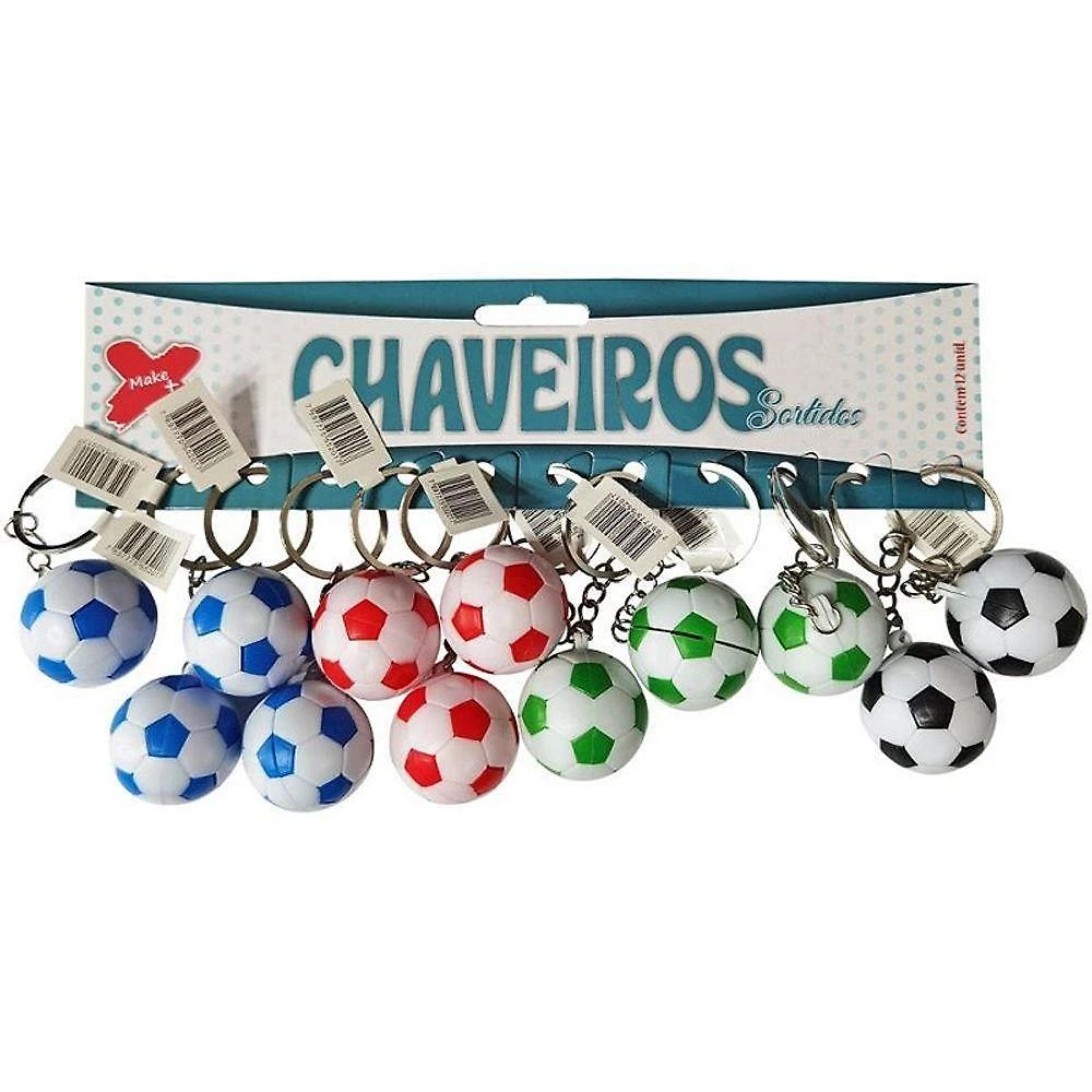 Kit Chaveiro Bola de Futebol 3,5cm com 12 Unidades Preto Make+