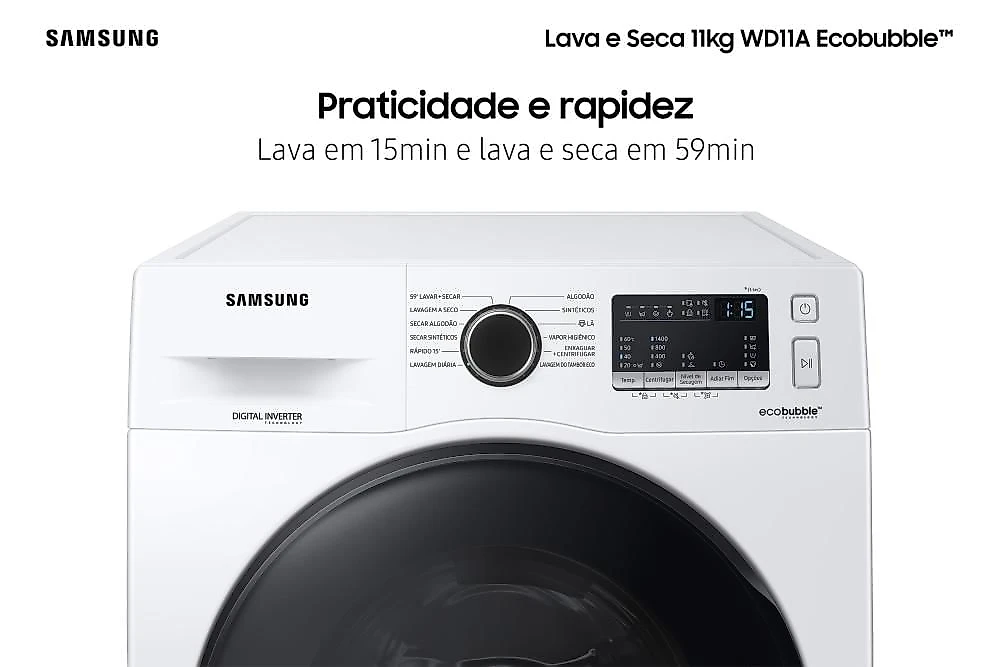 Lava e Seca Samsung Ecobubble 11kg Branca WD11A 127V