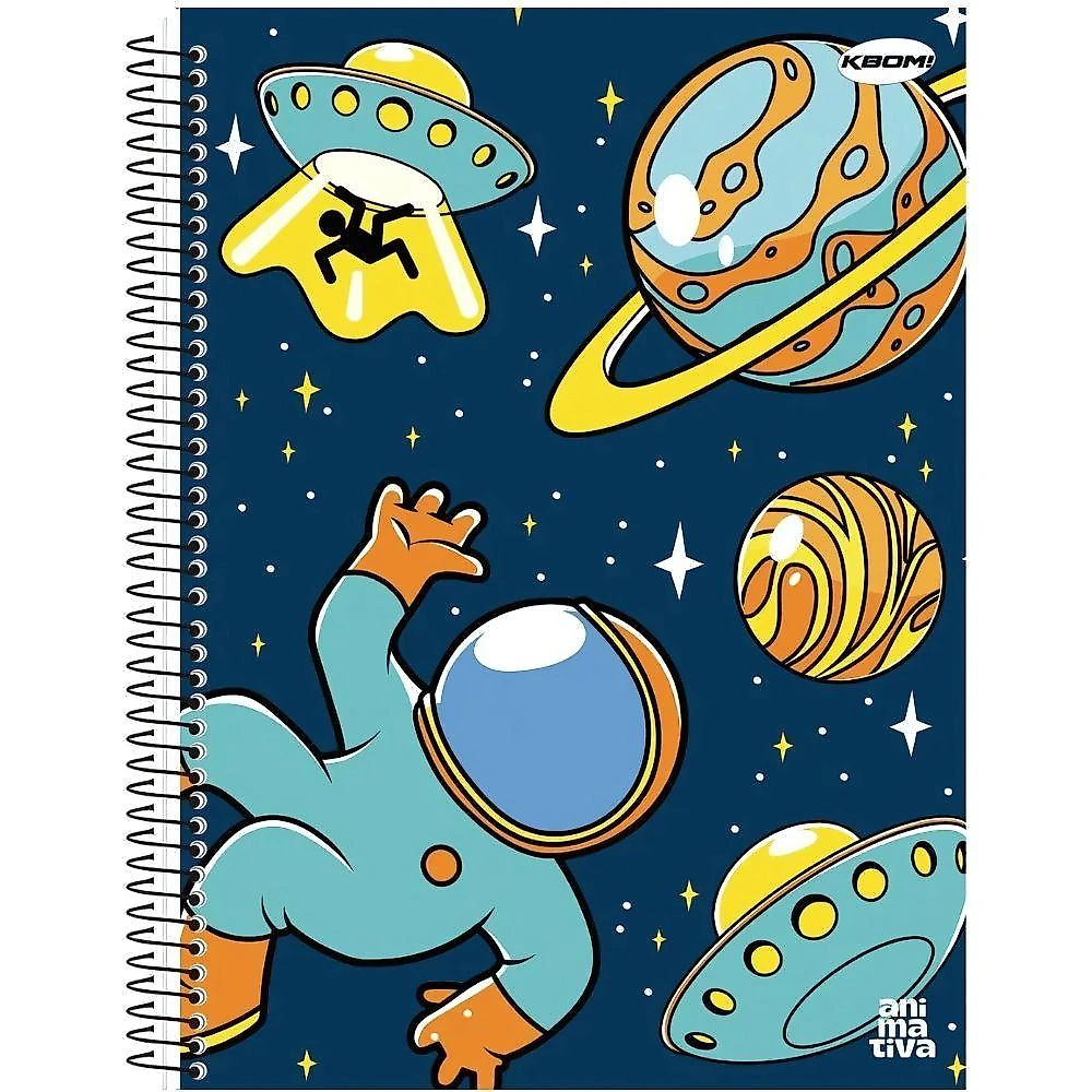 Kit 4 Cadernos Espiral São Domingos Animativa Masculino Capa Dura 96 Folhas 200X275MM Azul