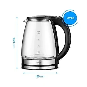 Chaleira Elétrica Elgin CHAVX Visio Glass Pro1200W 2L Vidro LED Azul Base Inox 110V