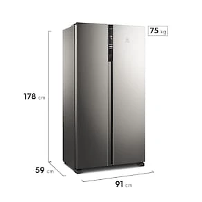 Geladeira Electrolux Frost Free Side By Side 435L IS4S com Tecnologia AutoSense, Painel Digital e Turbo Freezer - Inox 110V