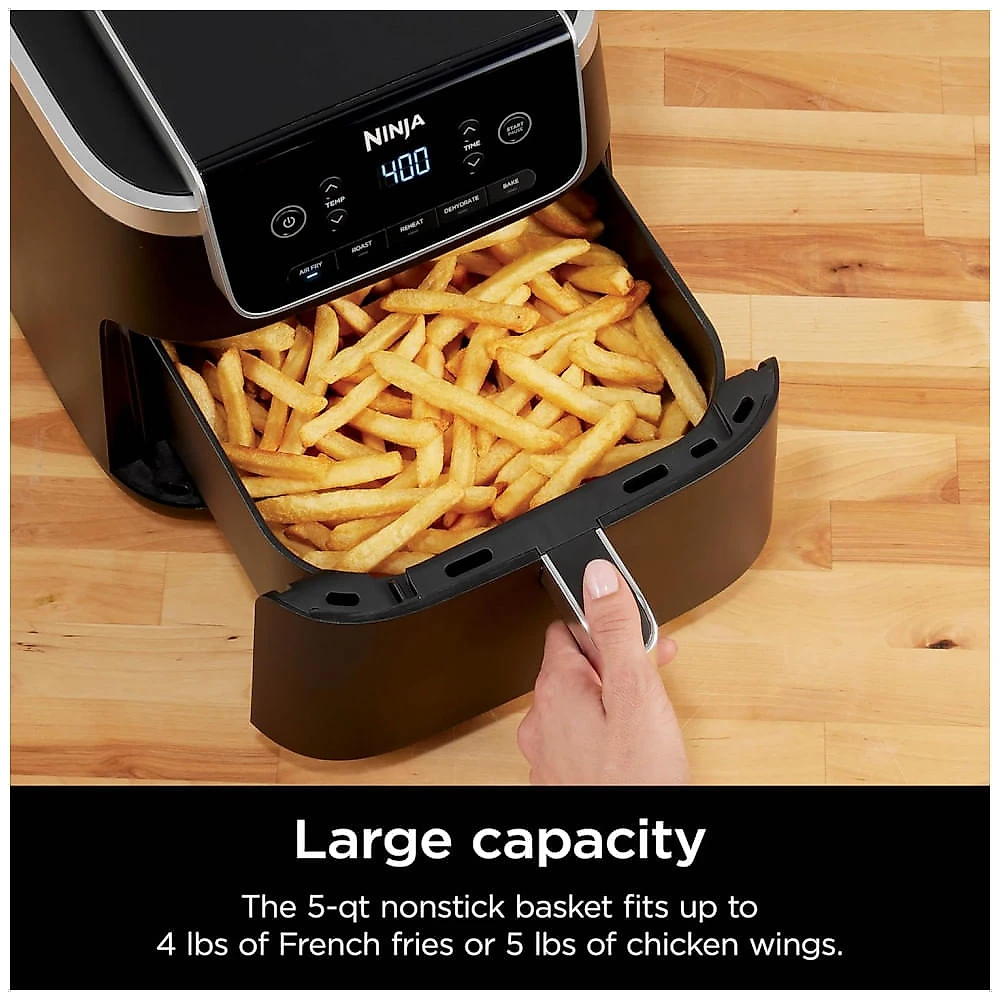 Fritadeira Ninja Air Fryer Pro 5 litros - 5 em 1 para Fritar, Assar, Grelhar, Reaquecer e Desidratar - Tecnologia Air Crisp - Cesta Antiaderente -