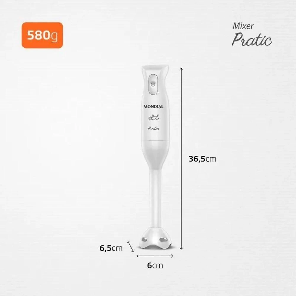 Mixer com Copo Mondial Mixer Pratic 200W M-15-w Branco com Lâmina Inox 110V