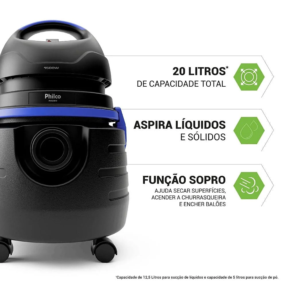Aspirador de Pó e Água Philco 1500W PAS80 127V