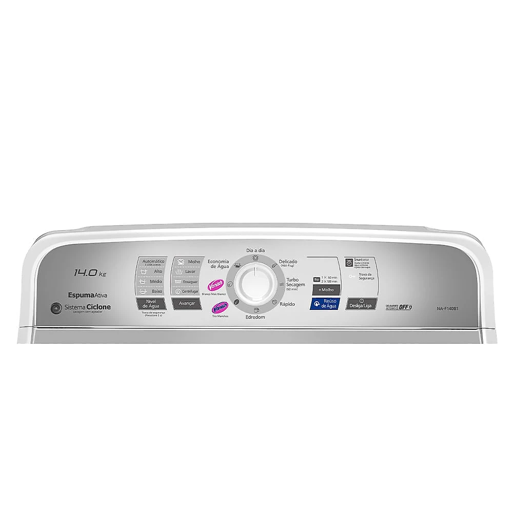 Máquina de Lavar Panasonic função Vanish Branco mais Branco 14kg Branca - NA-F140B1W 110v