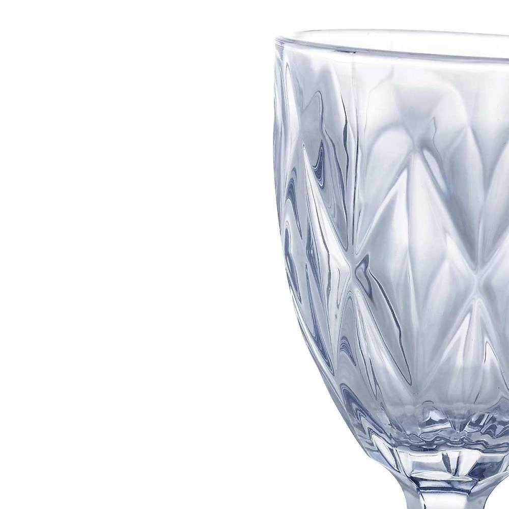 Jogo 12 Taças De Vidro Diamond Diamante Azul Metálico Para água 325ml Lyor