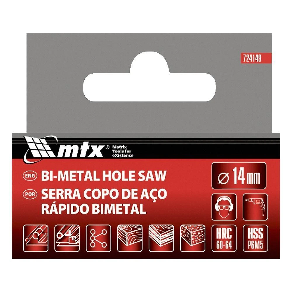 Serra Copo Bimetal 14mm Aço Rápido para Metal Corte de Alta Precisão MTX