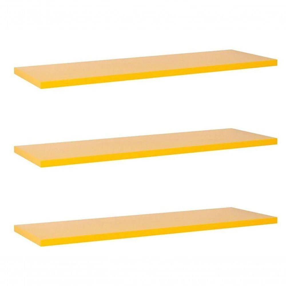 Prateleira Crie Fácil 80X10CM MDP Suporte Invisível Organizador Moderno Amarelo Mercado 80CM