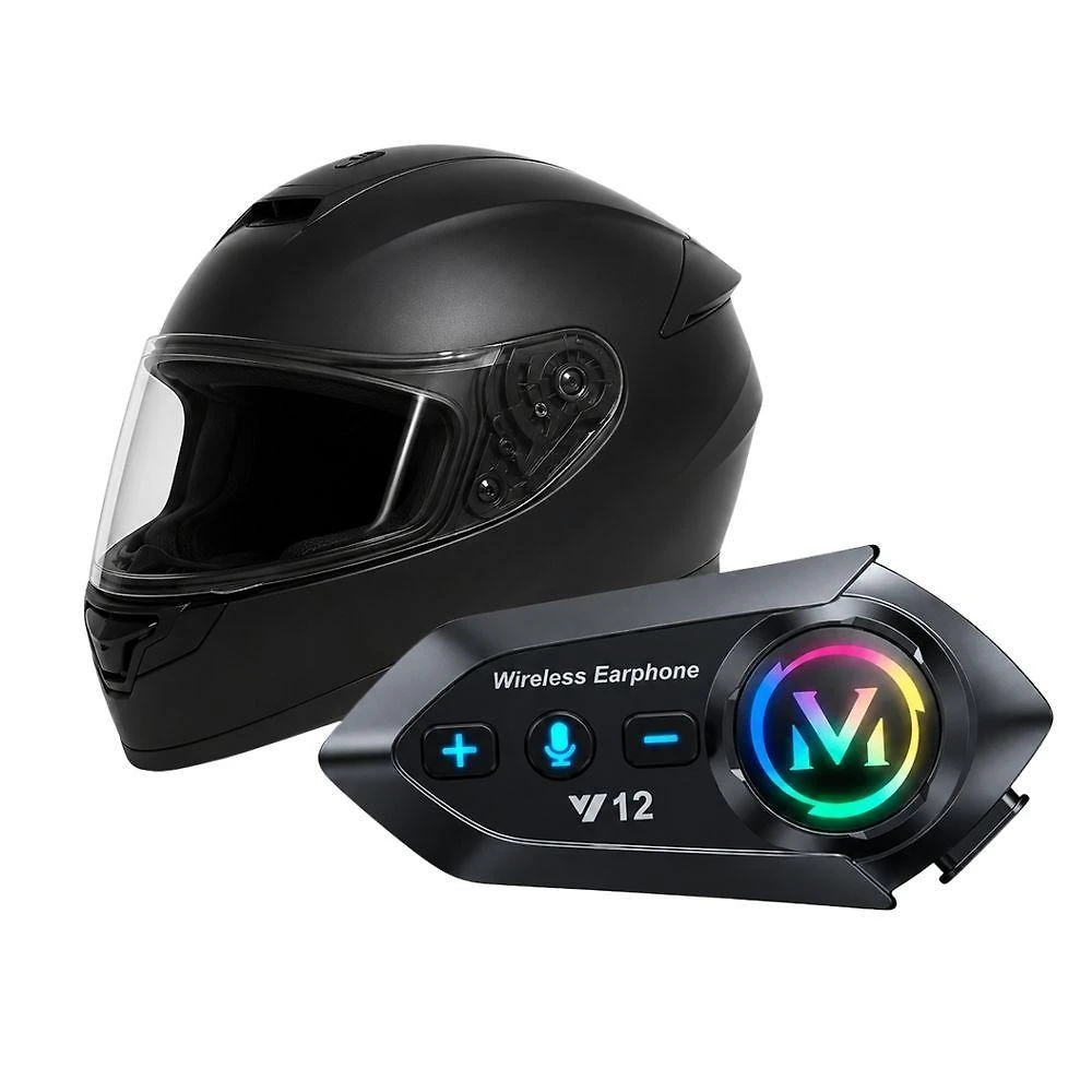 Headset Bluetooth Recarregável MDM para Capacete Mãos Livres para Entregador Conexão 5.3 Preto