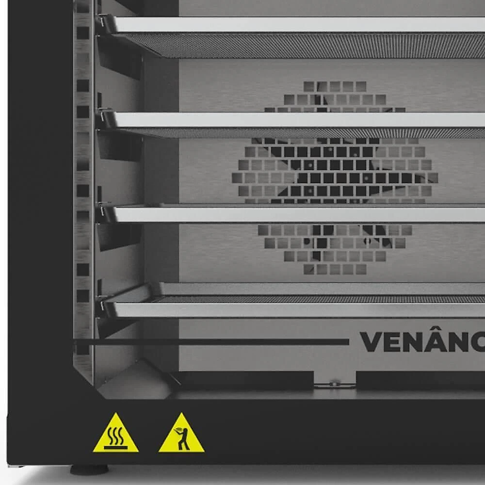 Forno Convector Venâncio Smart Basic 4 Esteiras Com Corpo Preto E Painel Inox 220V Fcsb4eprin
