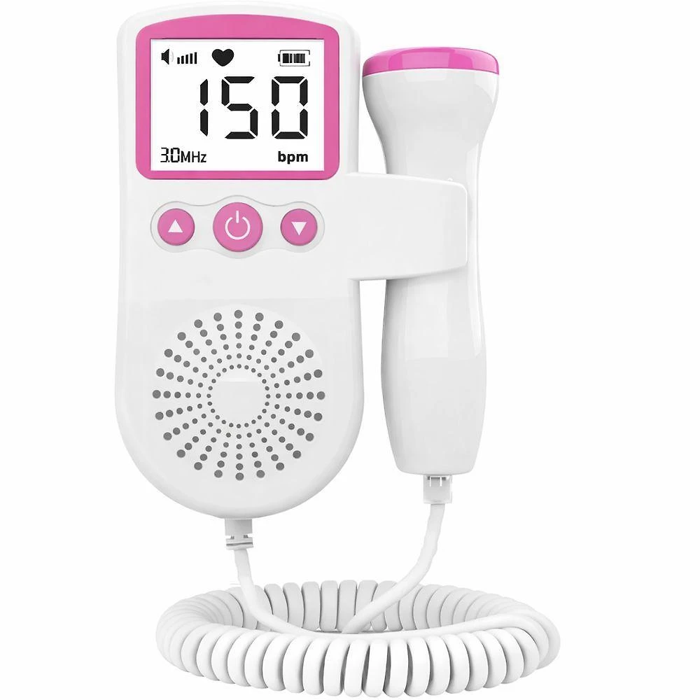 Monitor Fetal Doppler Utibom Portátil Digital Rosa com Display e Frequência 3,0 Mhz
