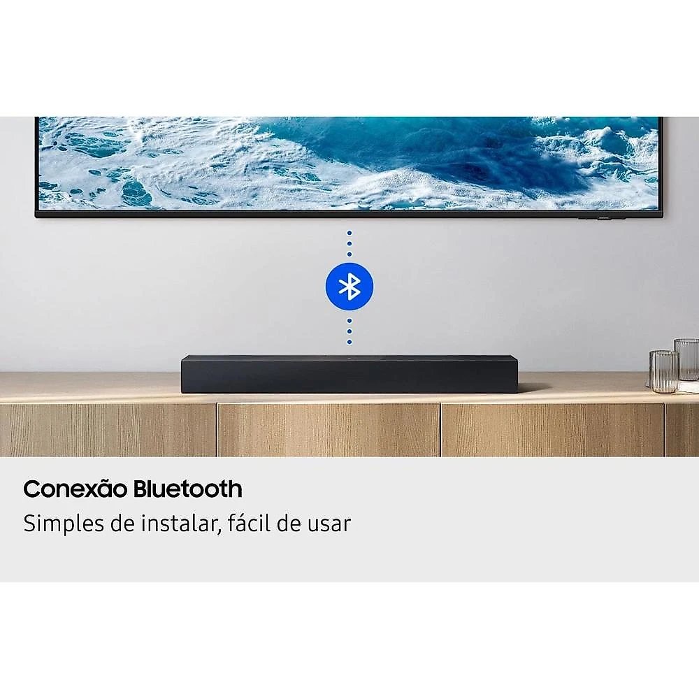 Soundbar samsung hw-b400f/zd 40w bluetooth 2.0 canais woofer integrado titan black