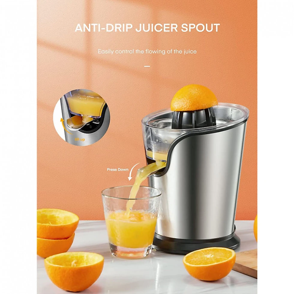Espremedor Elétrico de Frutas FOHERE em Aço Inoxidável, Prata
