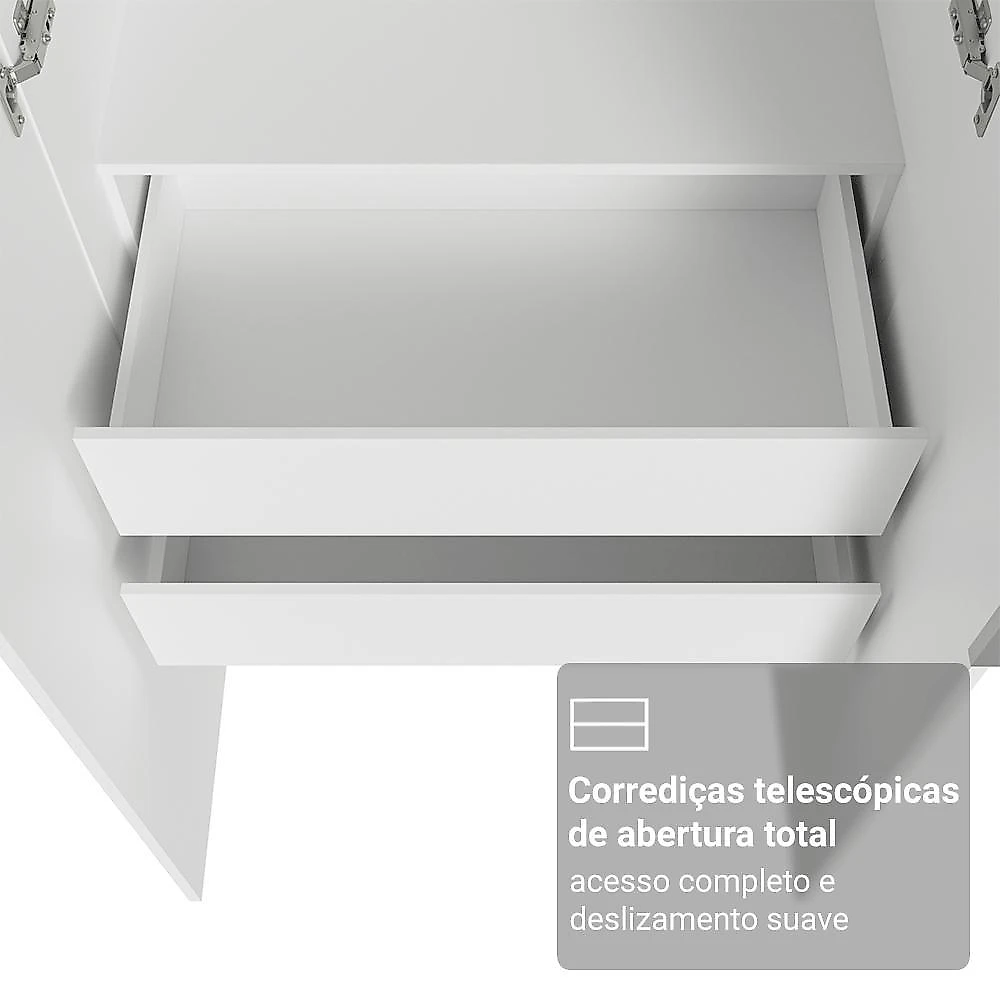 Guarda-roupa modulado de canto 350 cm 6 portas 4 gavetas branco neo madesa 01