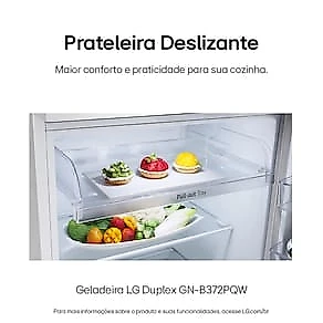 Geladeira LG Frost Free GN-B372PQW Duplex com Tecnologia Smart Inverter, Linear Cooling e Multi Air Flow Branca - 375 litros 110V