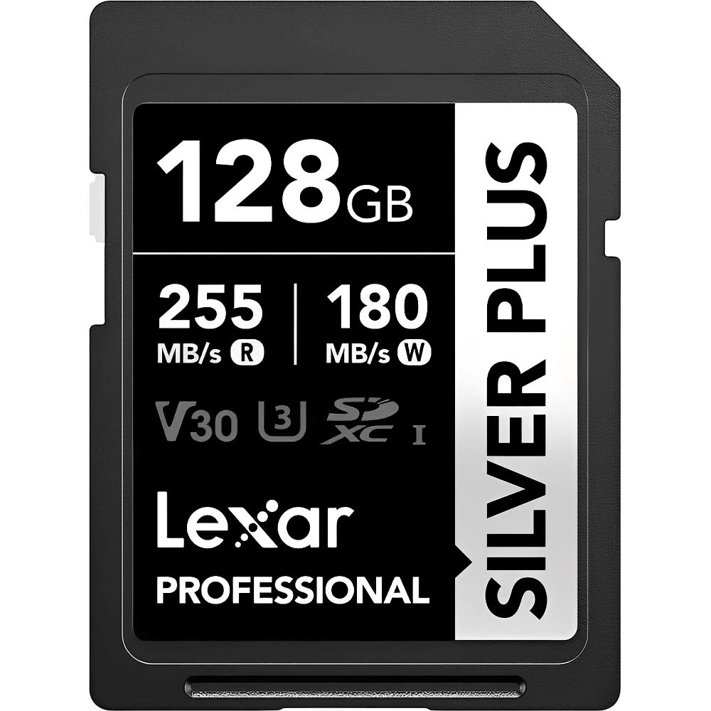 Cartão SDXC 128GB Lexar Silver Plus Professional 255MB/s 4K UHS-I V30 U3