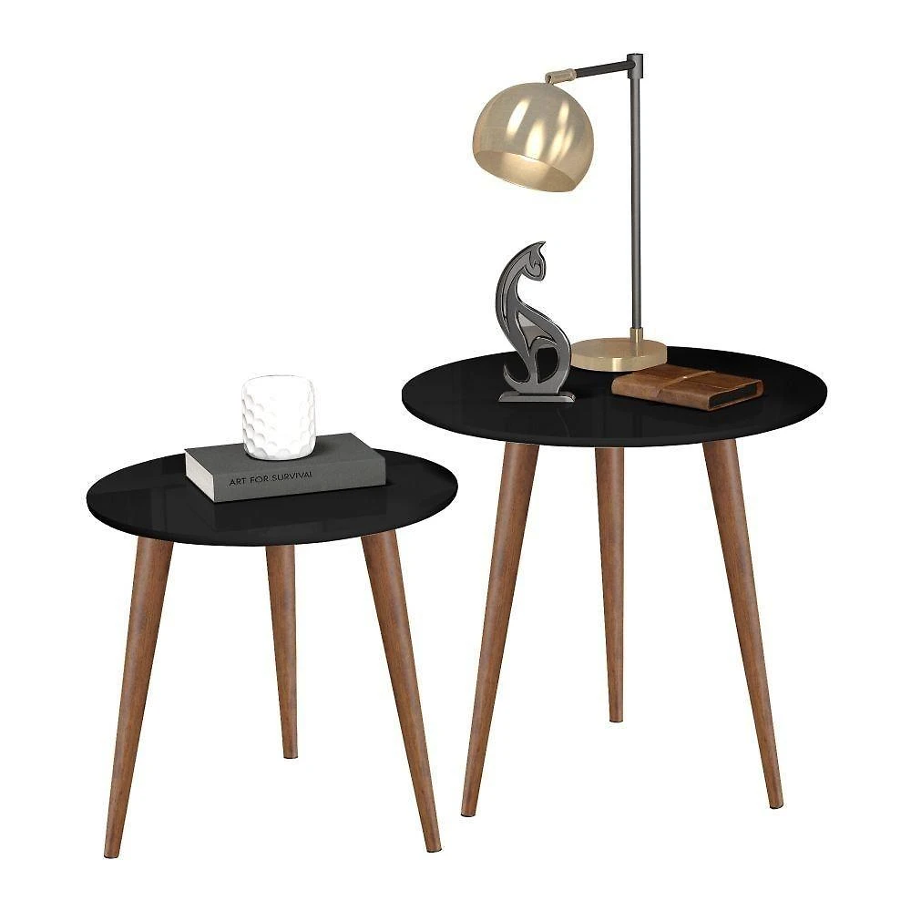 Conjunto de Mesas Celeste Teles MDF 60CM Preto Basoto Brasil